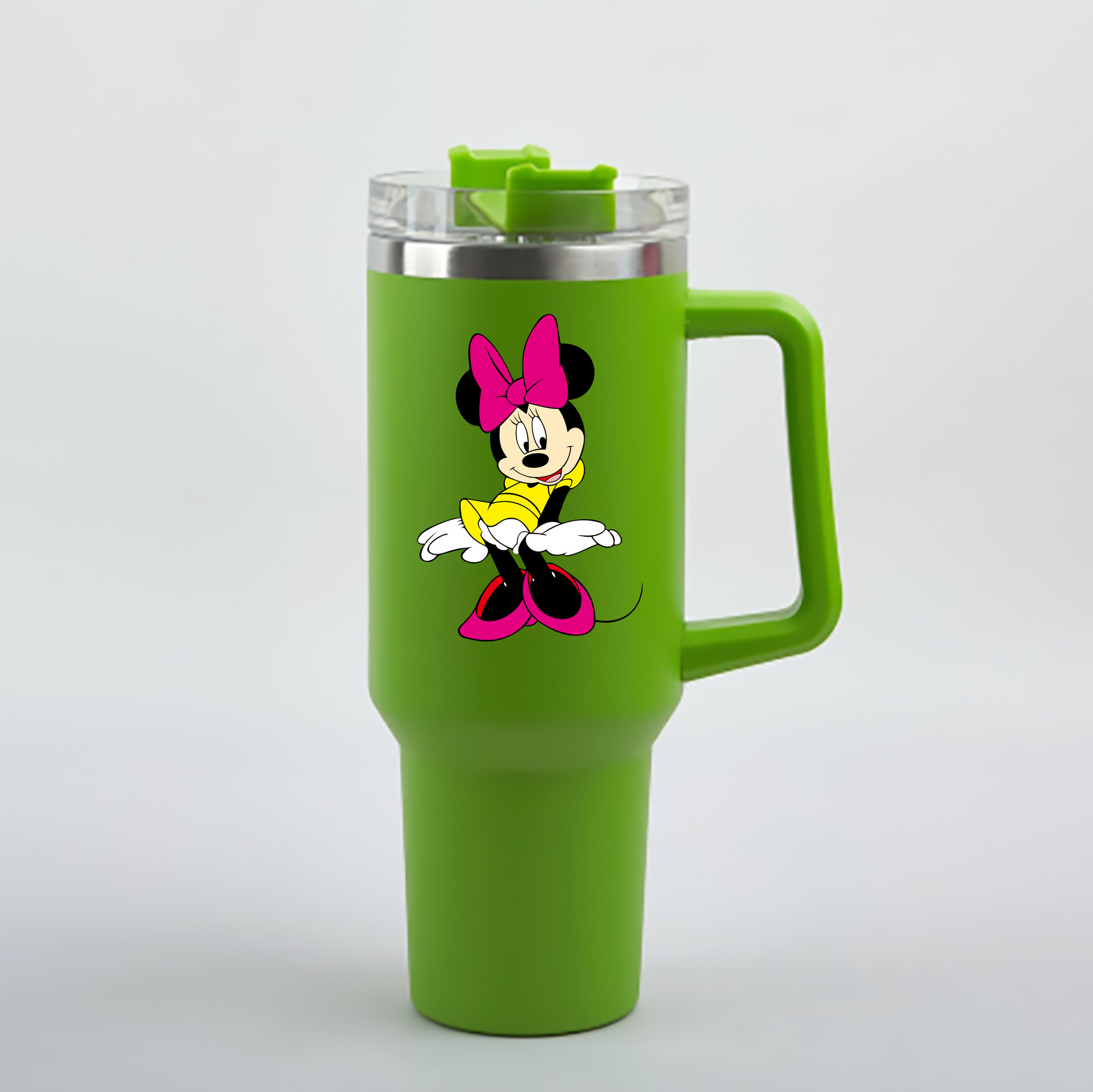（画像用） ミッキーマウス Mickey Mouse 1200mL車用タンブラー - クリスタルステッカー（プラスチックストロー付き）